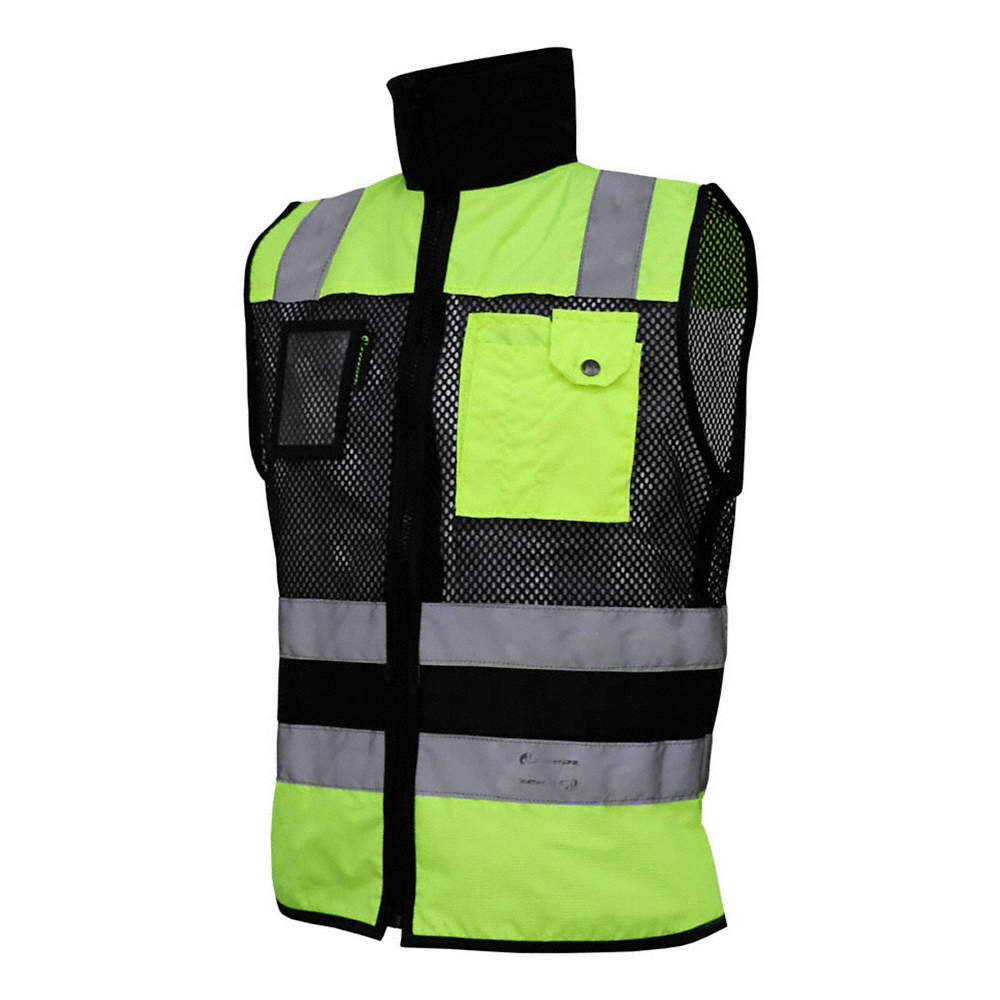 CHALECO DE MALLA ECOFRIENDLY EJECUTIVO DE TRABAJO, ANSI TIPO O CLASE 1, HIGH VISIBILIY AMARILLO/NEGRO T-XG.