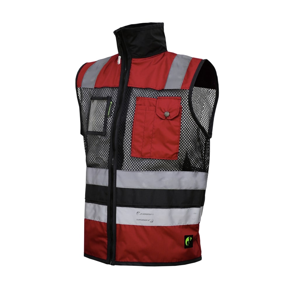 CHALECO DE MALLA ECOFRIENDLY EJECUTIVO DE TRABAJO, ANSI TIPO O CLASE 1, HIGH VISIBILIY ROJO/NEGRO T-XG.