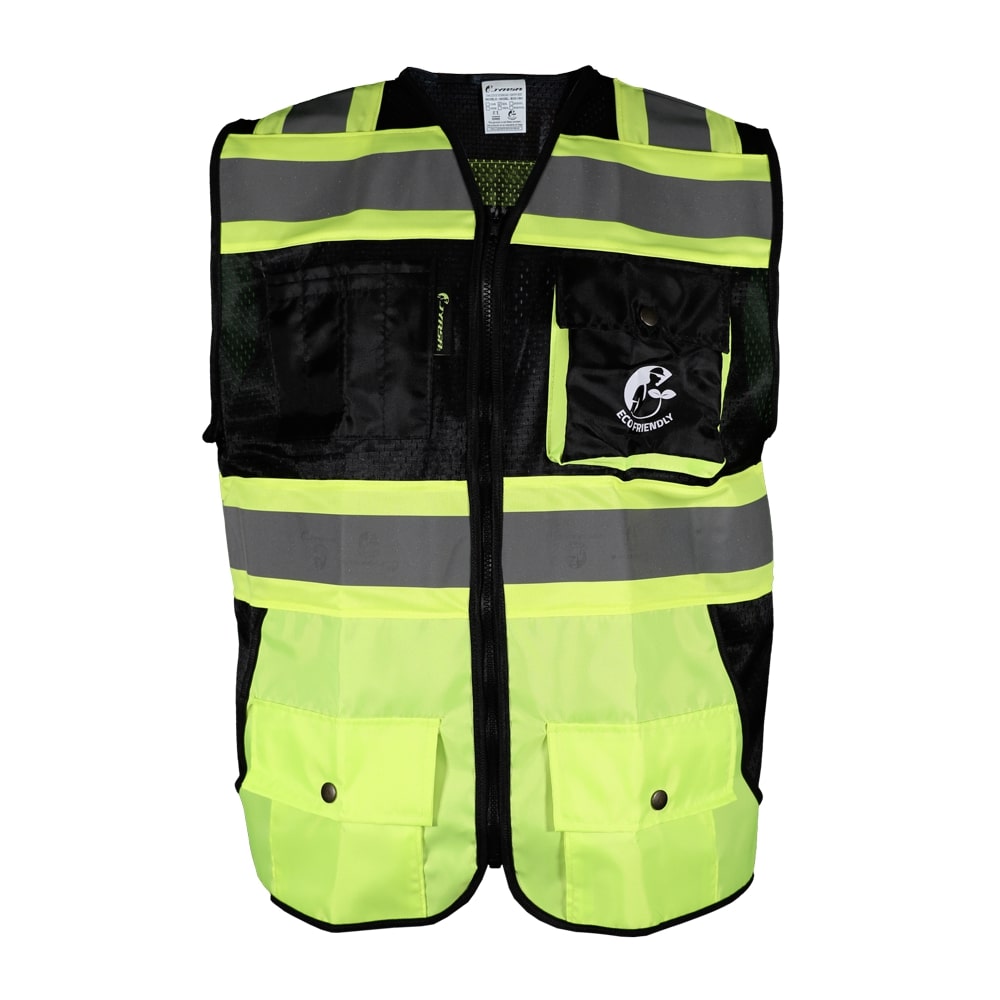 CHALECO DE MALLA NEGRO/AMARILLO ECOFRIENDLY C/REF BICOLOR AMARILLO 3 T-3XG