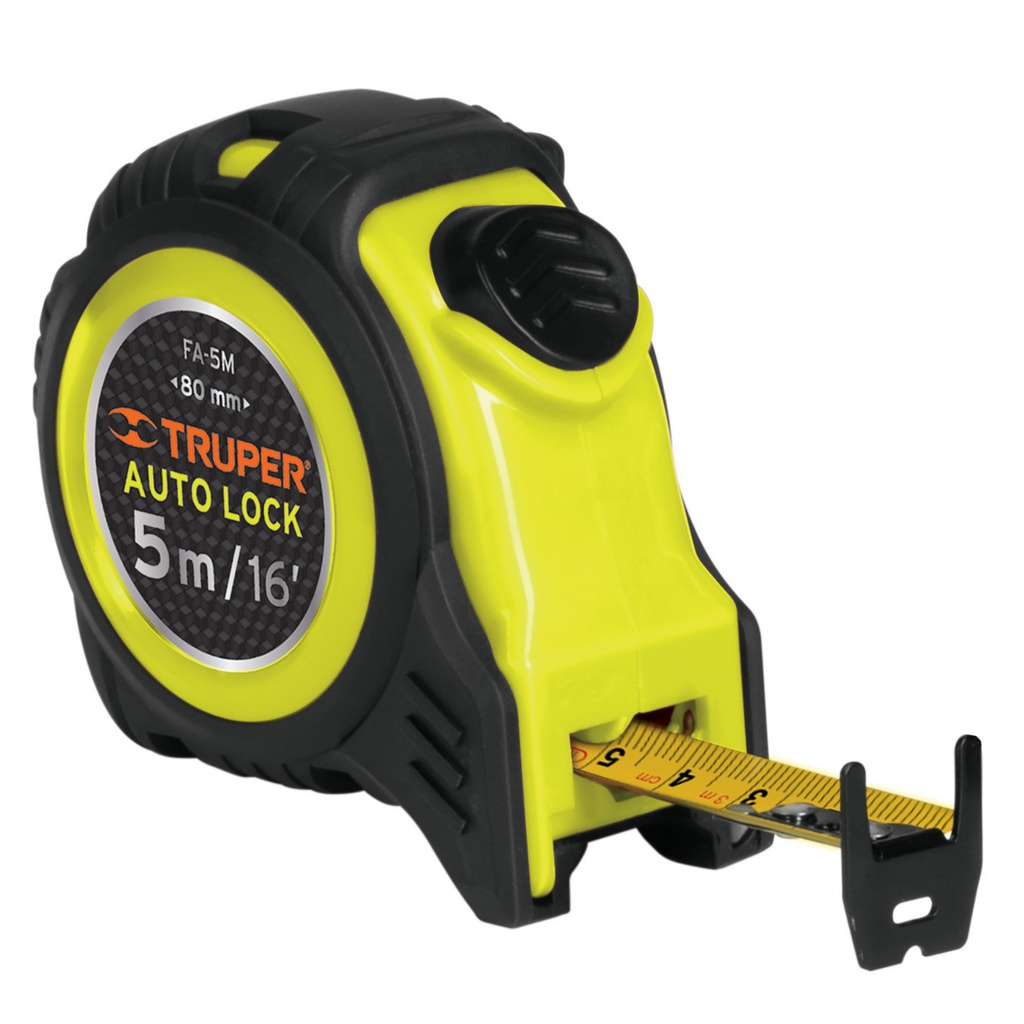 Flexometro Auto-Lock contra impactos 5 m cinta 19 mm, Truper