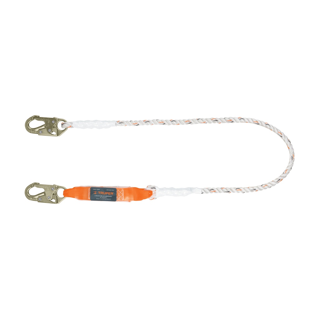 Linea de vida 1.8m cuerda poliester, absorbedor impacto,ANSI
