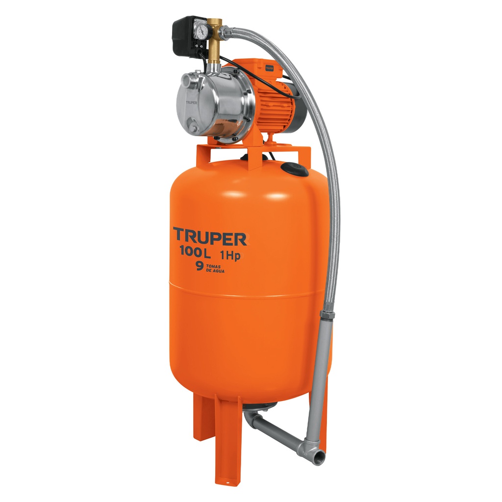 Equipo hidroneumatico 100L, bomba jet 1 HP, Truper