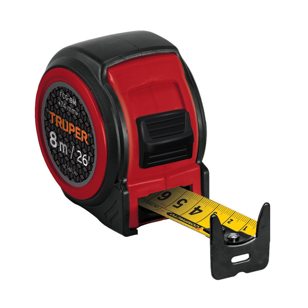 Flexometro compacto contra impactos 8 m cinta 25 mm, Truper