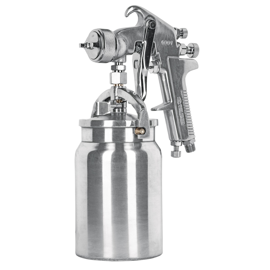 Pistola p/pintar succion HVHP vaso alum, 1.8mm, 3 val Truper