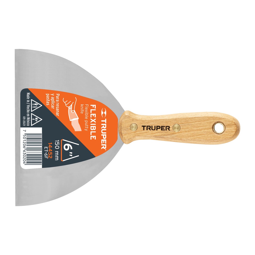 Espatula flexible 6' con mango de madera, Truper