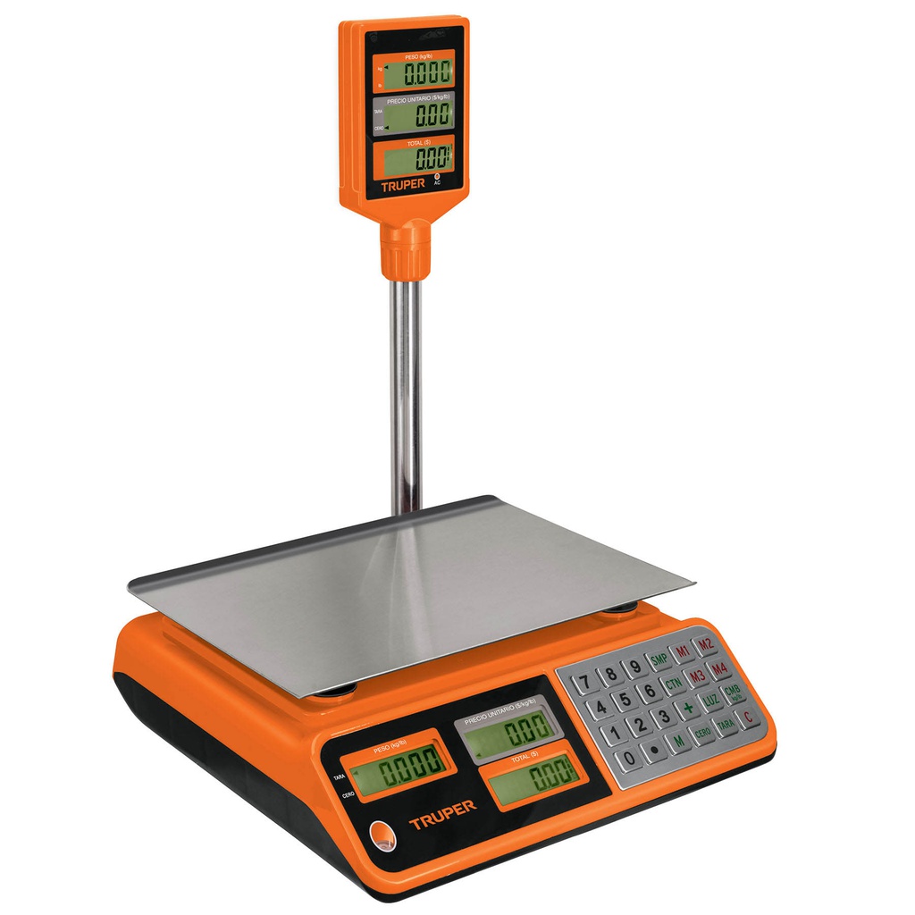 Bascula electronica multifunciones con torreta 40 kg, Truper