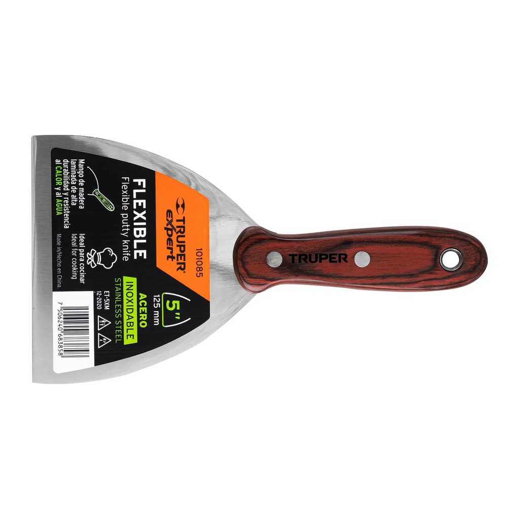 Espatula 5' acero inoxidable con mango de madera, Expert