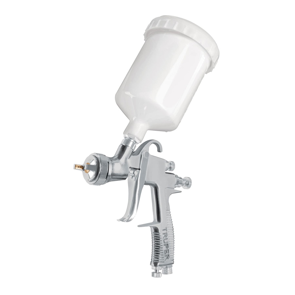 Pistola p/pintar gravedad LVLP vaso plastico, 1.4 mm, Truper