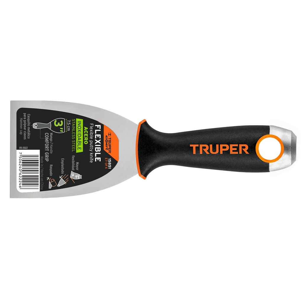 Espatula flexible 3' acero inox. mango Comfort Grip, Expert