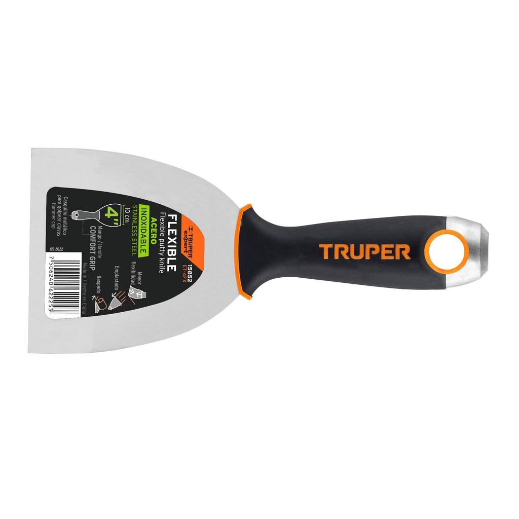 Espatula flexible 4' acero inox. mango Comfort Grip, Expert
