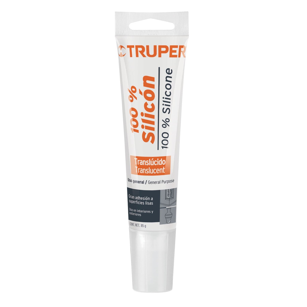 Sellador transparente 100% silicon de 85 g, Truper
