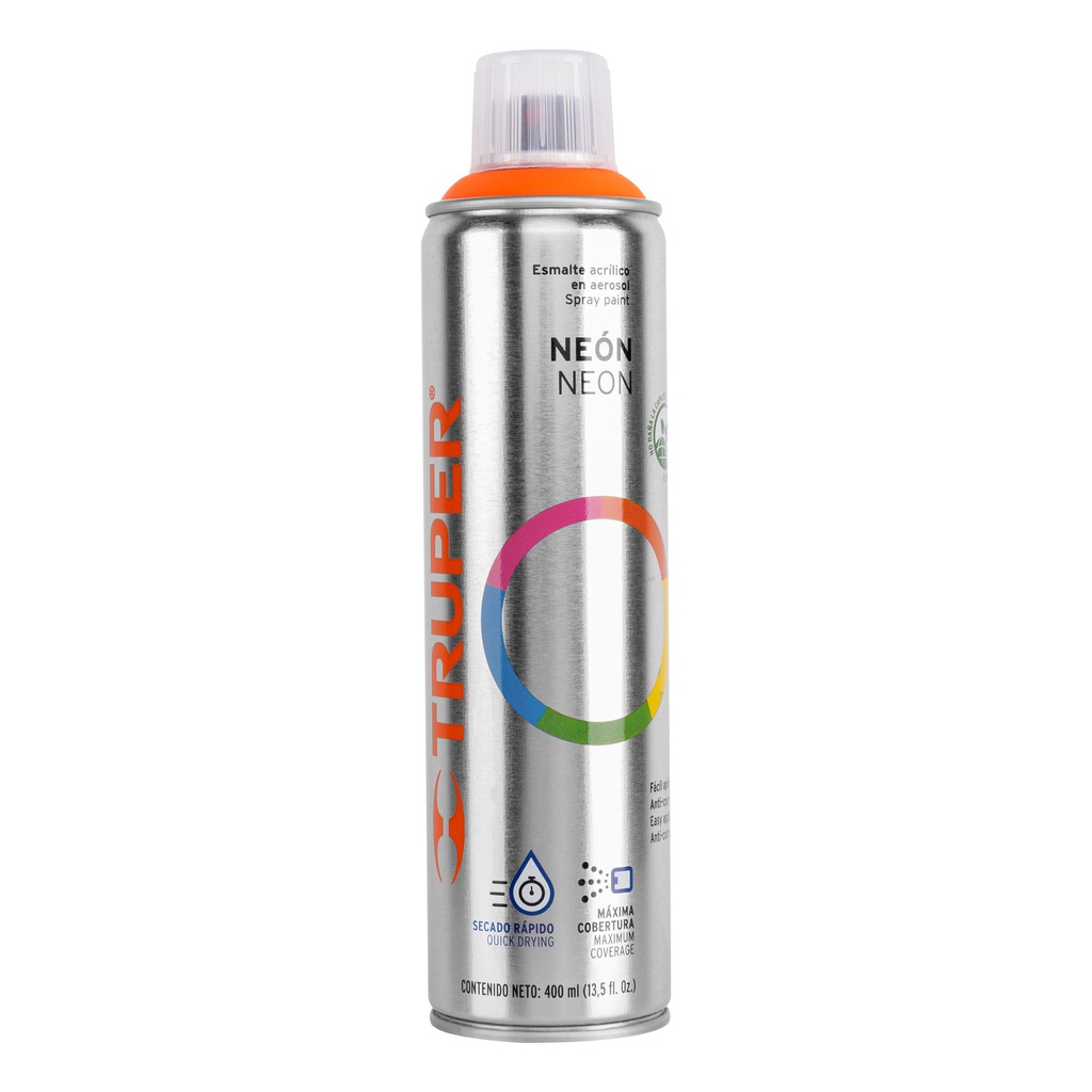 Pintura en aerosol, naranja neon, bote esbelto, 400 ml