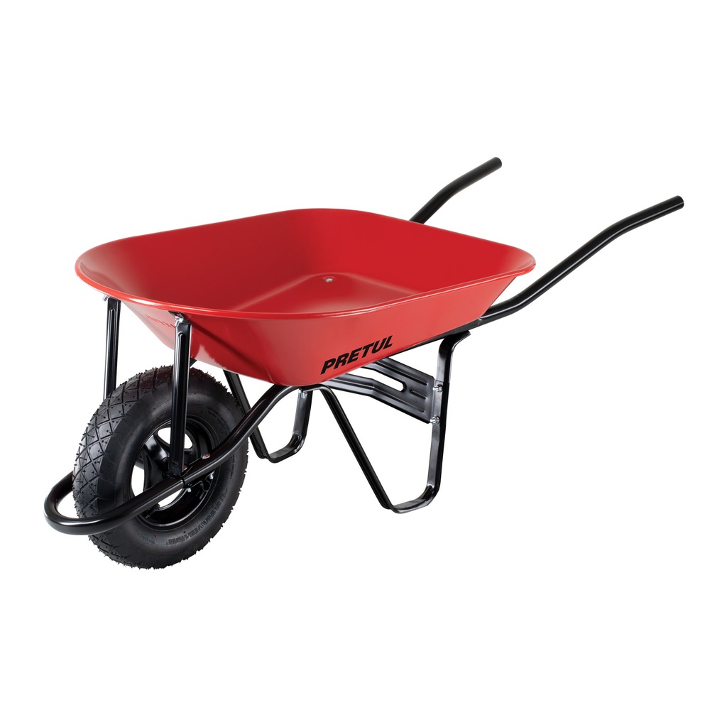 Carretilla 4.5 ft3 roja Neumatica, bastidor tubular,Pretul