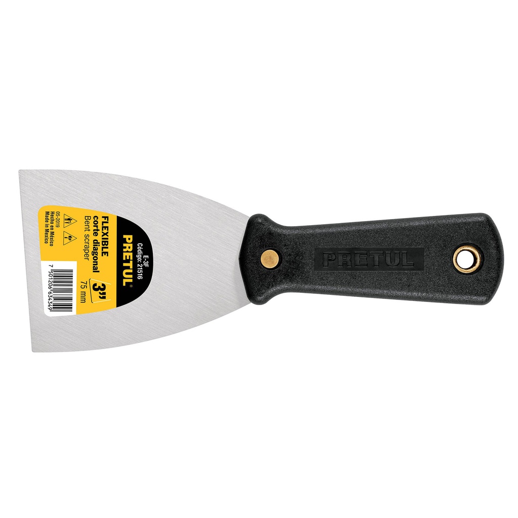 Espatula flexible 3' con mango de plastico, Pretul