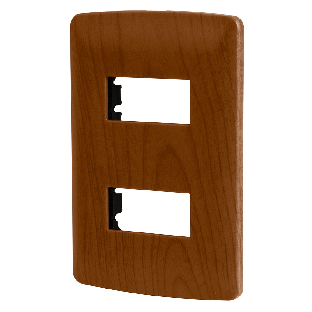 Placa 2 modulos de ABS, linea Italiana, acabado madera