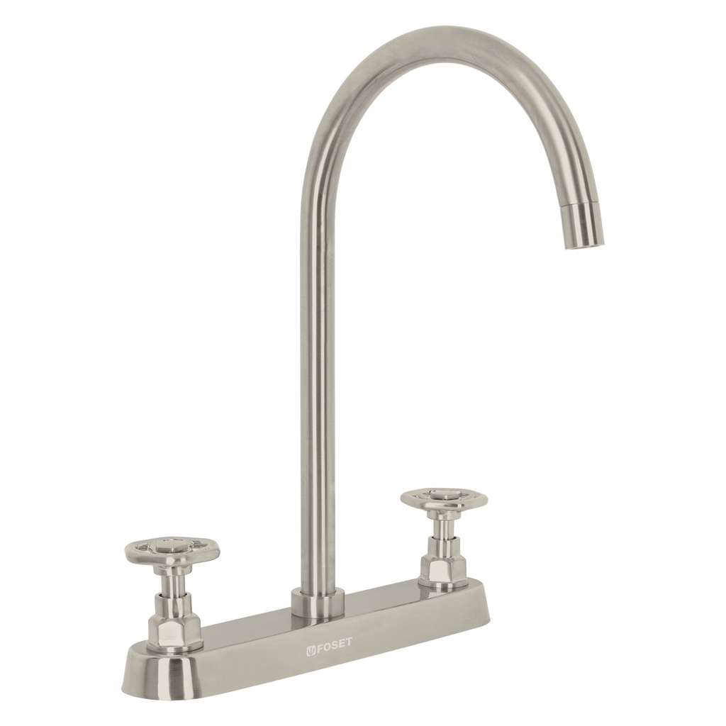 Mezcladora para fregadero, manerales redondos,satin, Tubig