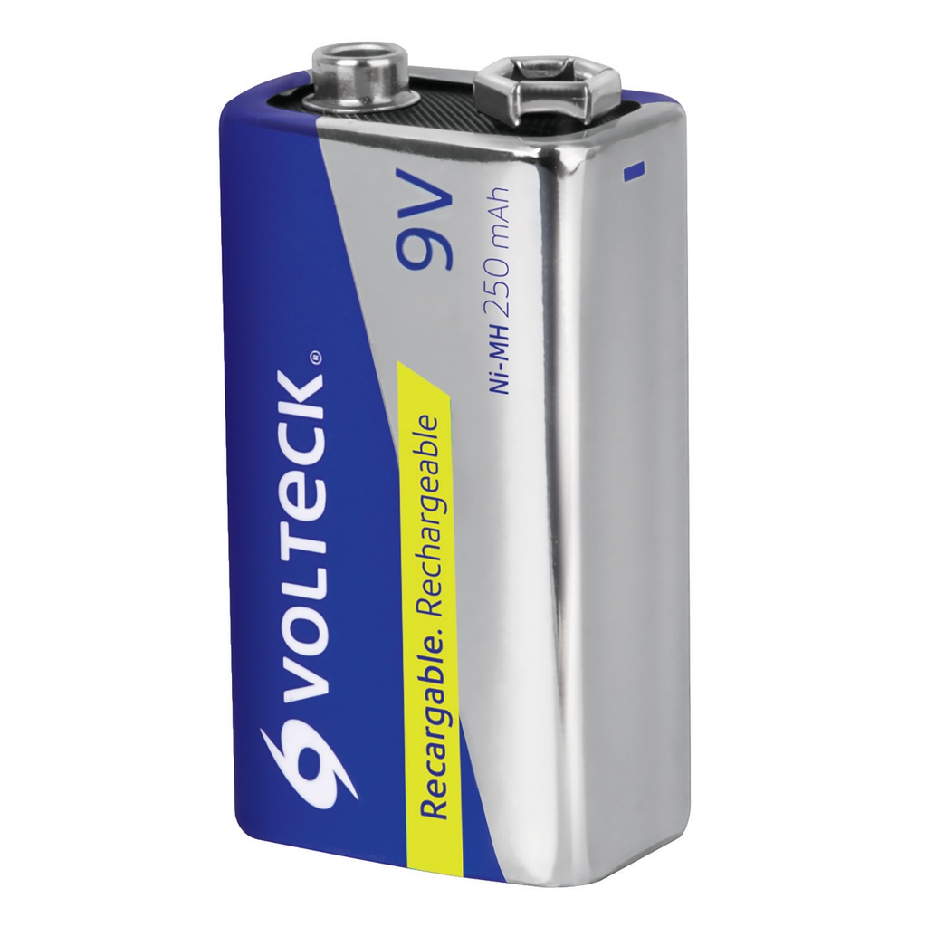 Pila de 9 V recargable uso general, 250 mAh, en blister