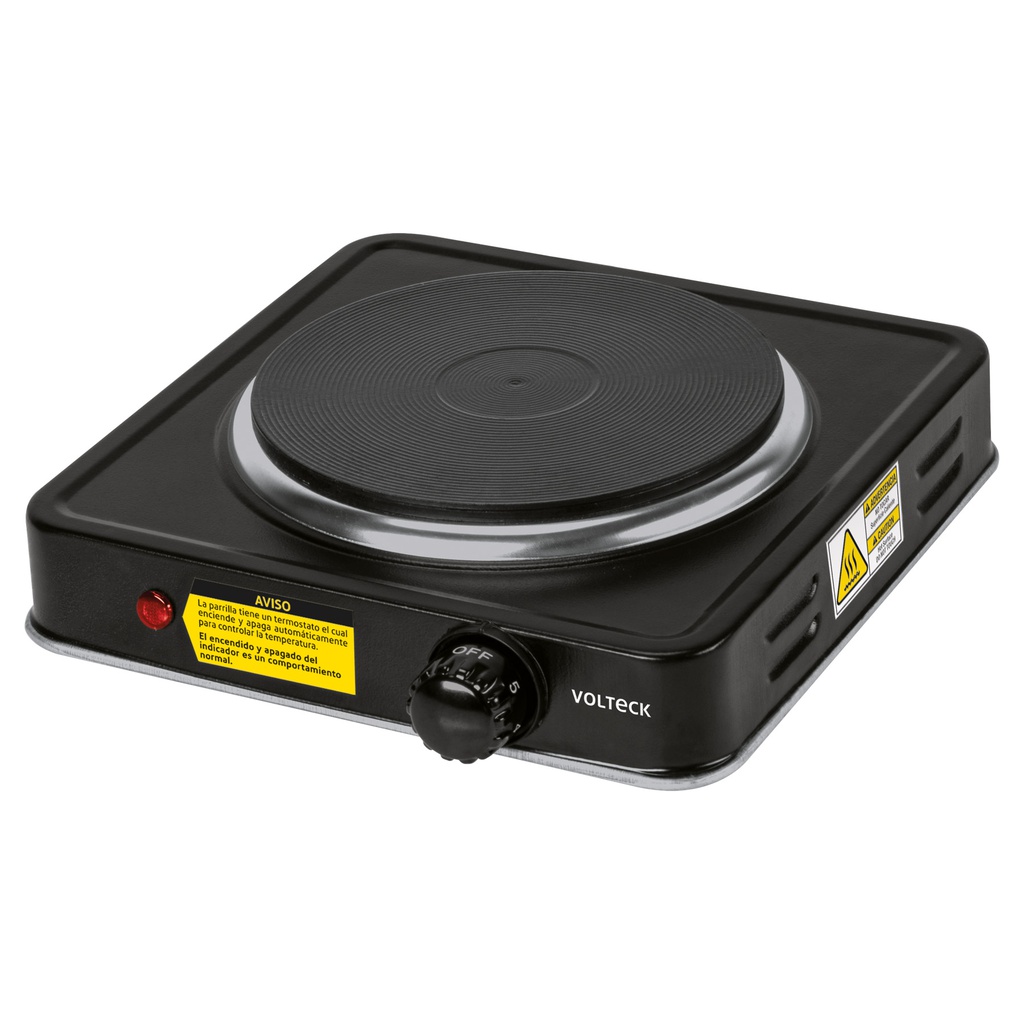 Parrilla electrica 1 quemador de disco, negra, Volteck