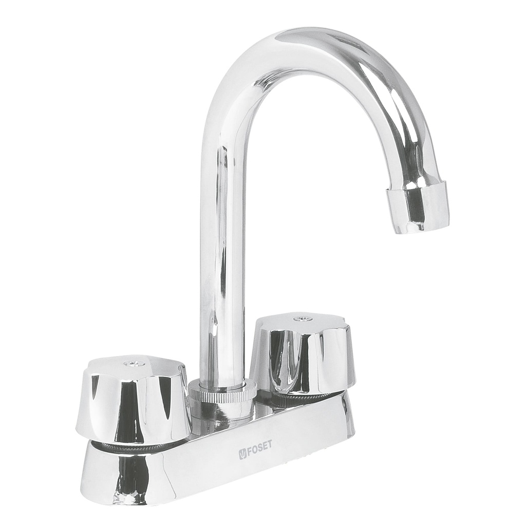 Mezcladora 4' para lavabo, cuello bar, cartucho compresion