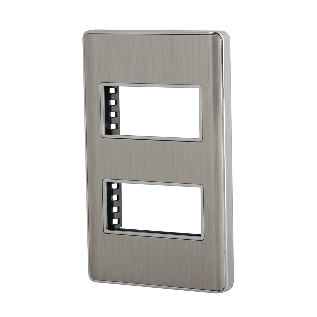 Placa de acero inox con 2 ventanas 1 modulo, linea Lisboa