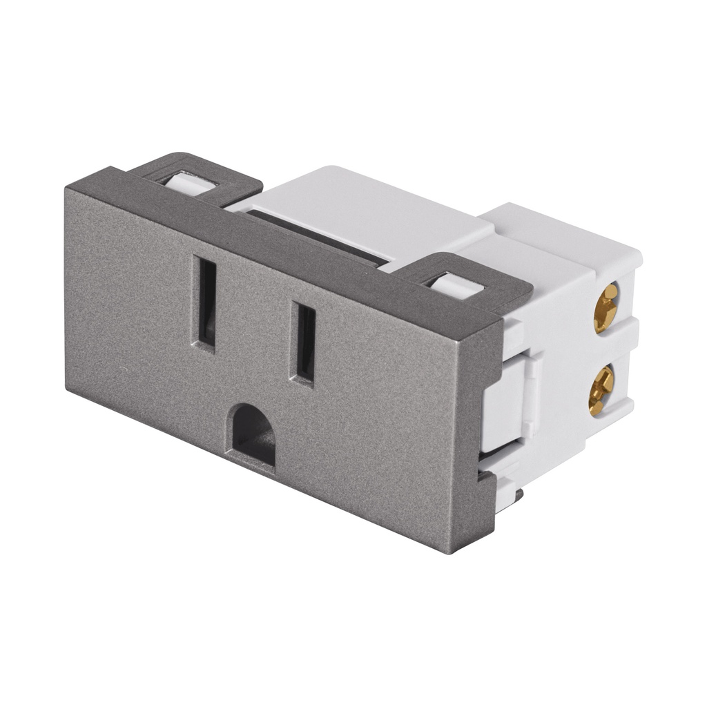 Contacto aterrizado acero inox de 1 modulo, linea Lisboa