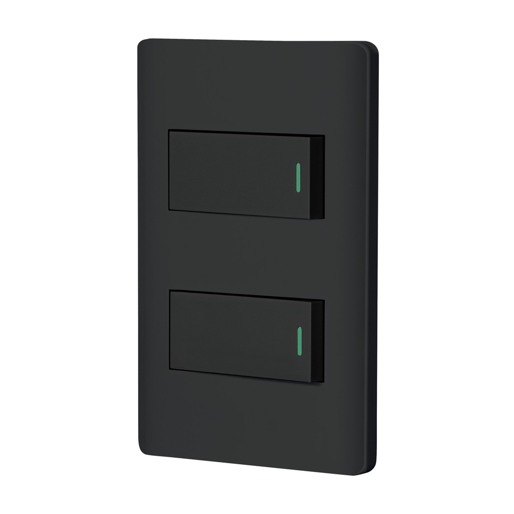 Placa armada negra con 2 interruptores 1 modulo, Lisboa