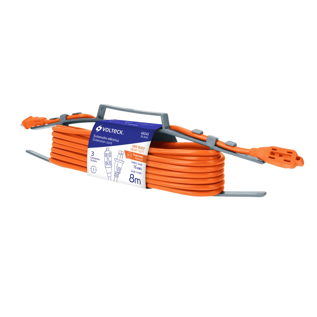 Extension electrica de uso rudo 8 m 2x16 AWG, Volteck