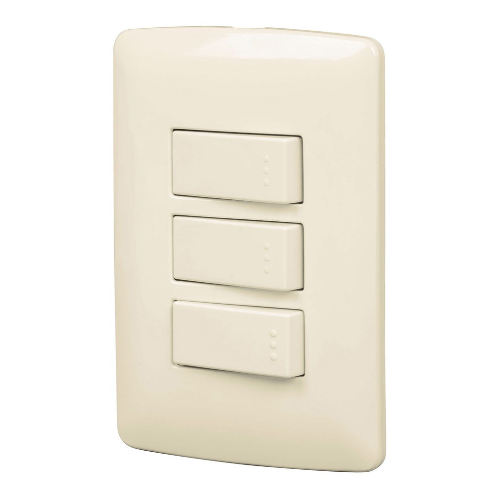 Placa armada 2 interruptores 1escalera,marfil,linea Italiana