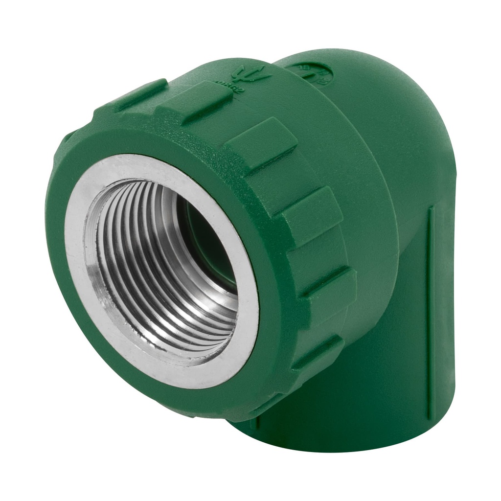 Codo 90° PPR de 3/4' hembra con inserto metalico, Foset