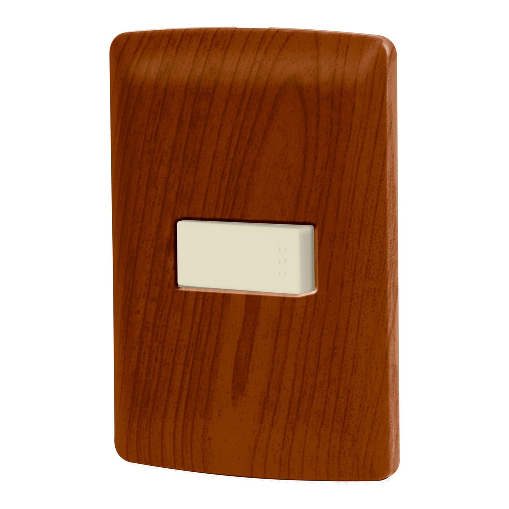 Placa armada 1 interruptor escalera, madera, linea Italiana