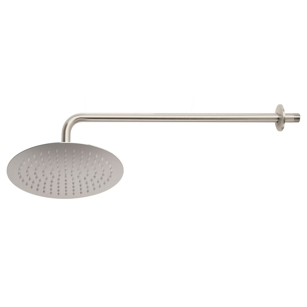 Regadera satin 10' plato redondo delgado con brazo, Riviera