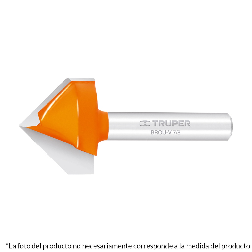 Broca para router, corte en 'V', 1/4', Truper