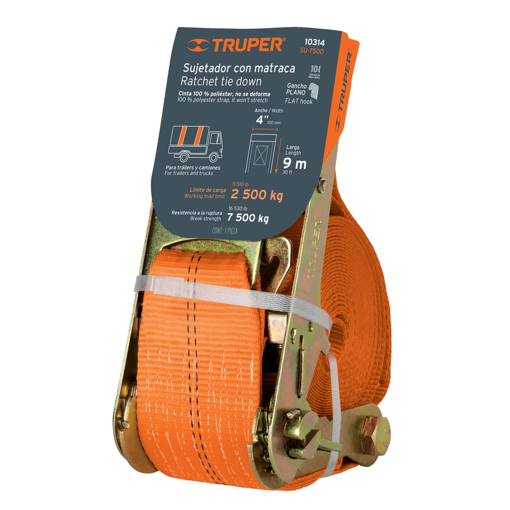 Sujetador con matraca carga maxima 7500 kg, Truper