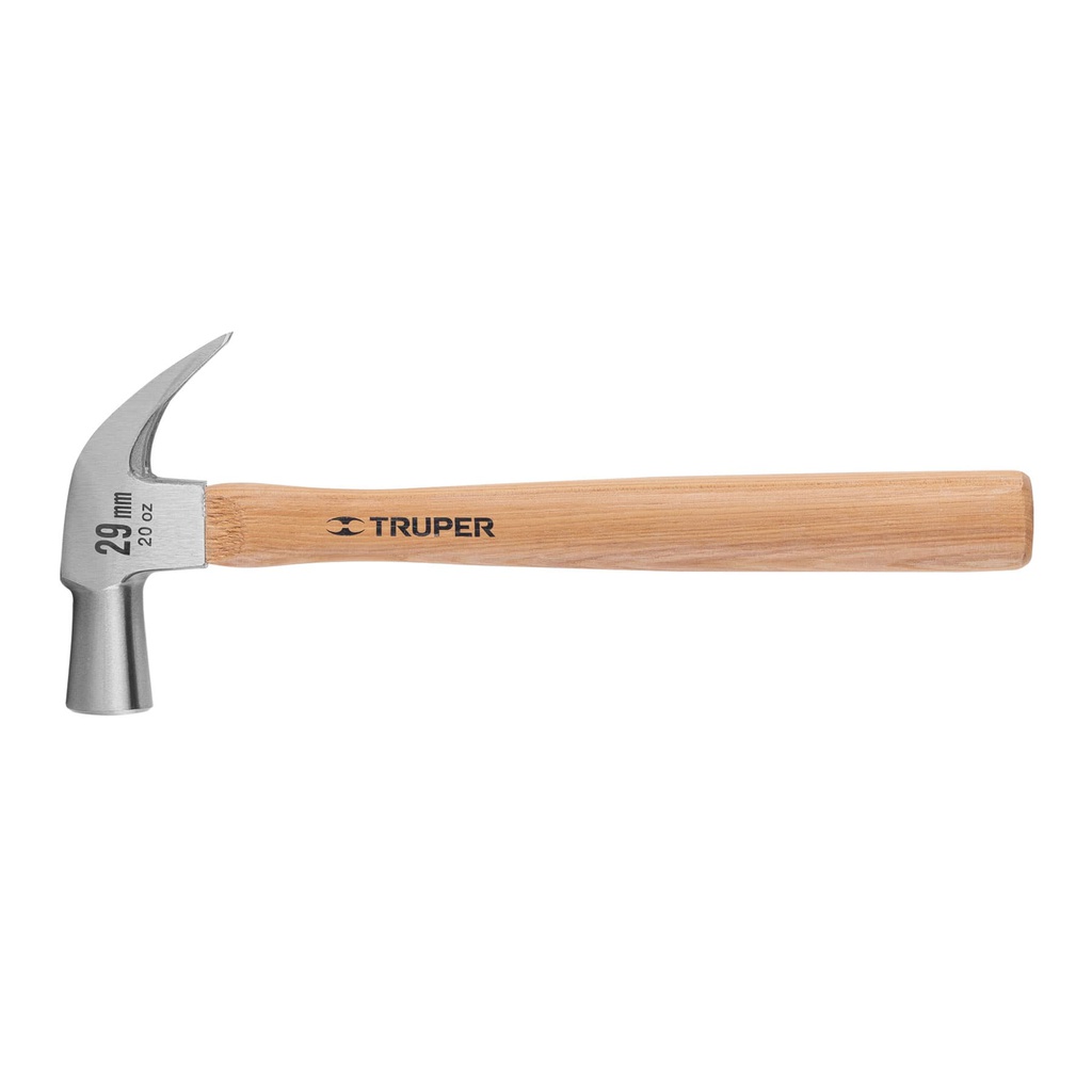 Martillo cabeza conica 29 mm uña curva, mango madera, Truper