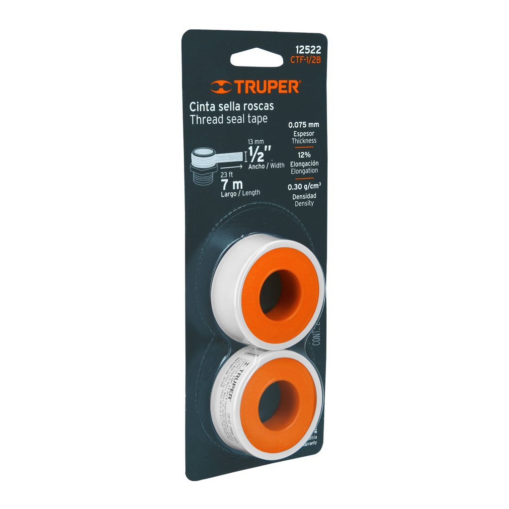 Blister con 2 cintas sella roscas 1/2' x 7 m, uso general