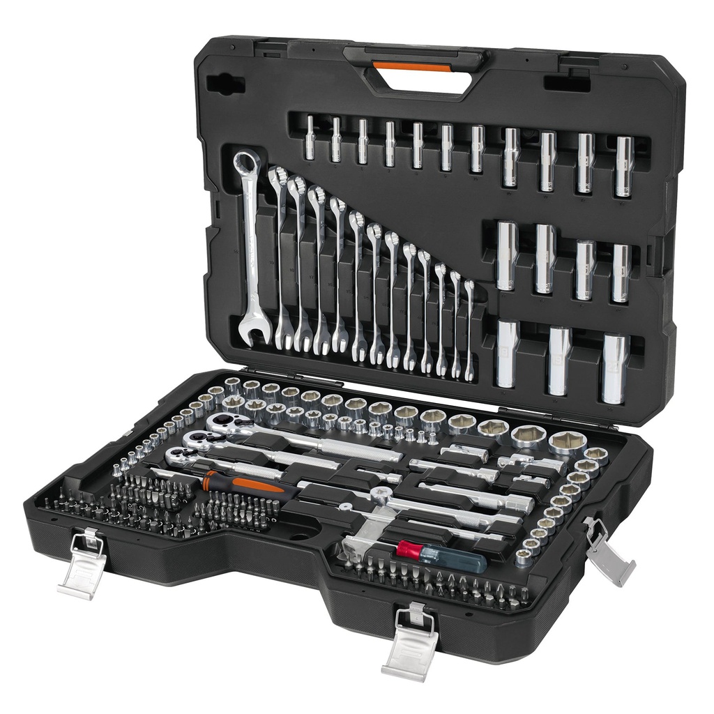 Juego 210 herramientas 1/4', 3/8' y 1/2' std y mm p/mecanico