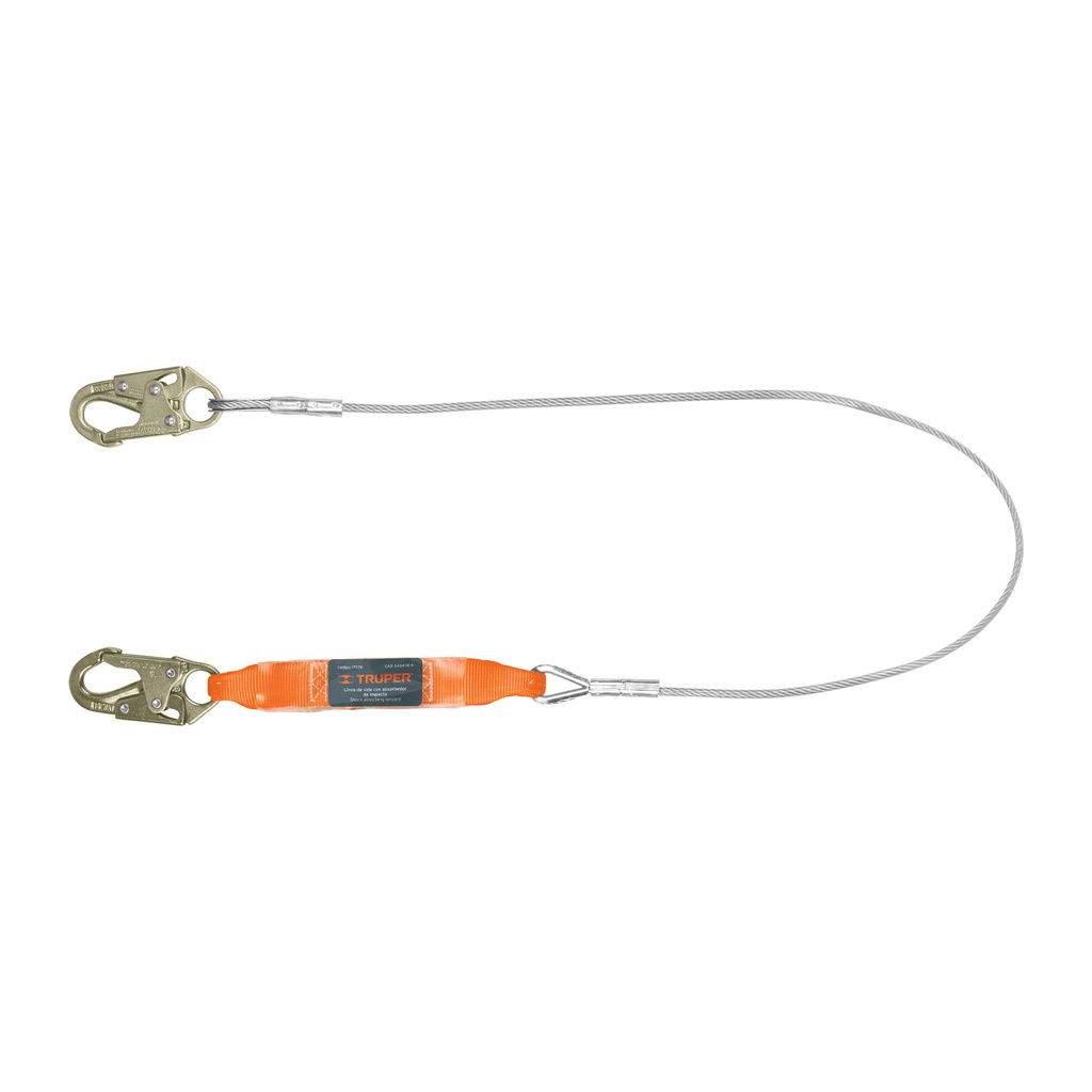 Linea de vida 1.8 m cable de acero, absorbedor impacto, ANSI