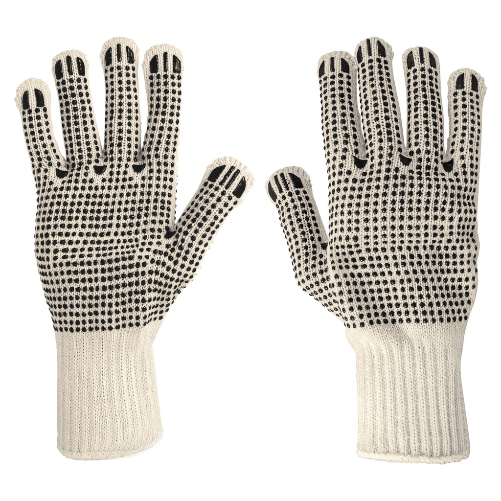 Guantes de algodon con puntos de PVC en palma y dorso,Pretul