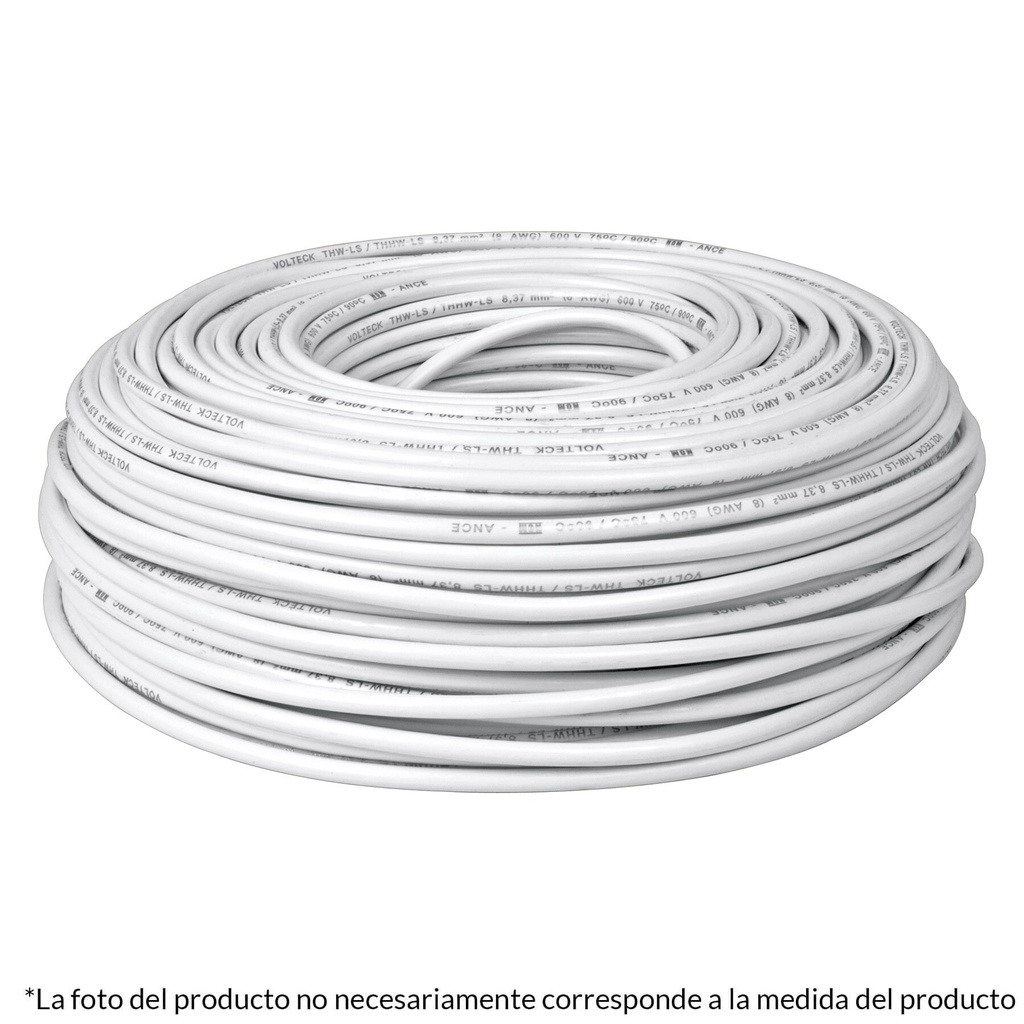 Rollo de 100 metros de cable THW CCA 12 AWG blanco, Basic