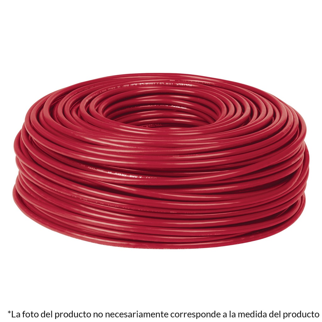 Rollo de 100 metros de cable THW CCA 12 AWG rojo, Basic