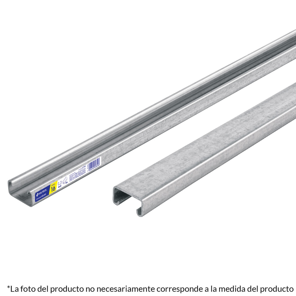 Perfil unicanal solido de 3 m, 4 x 4 cm, calibre 18, Volteck