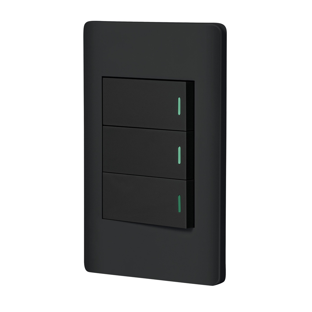 Placa armada negra 2 interruptores 1 de 3 vias 1 mod,Lisboa