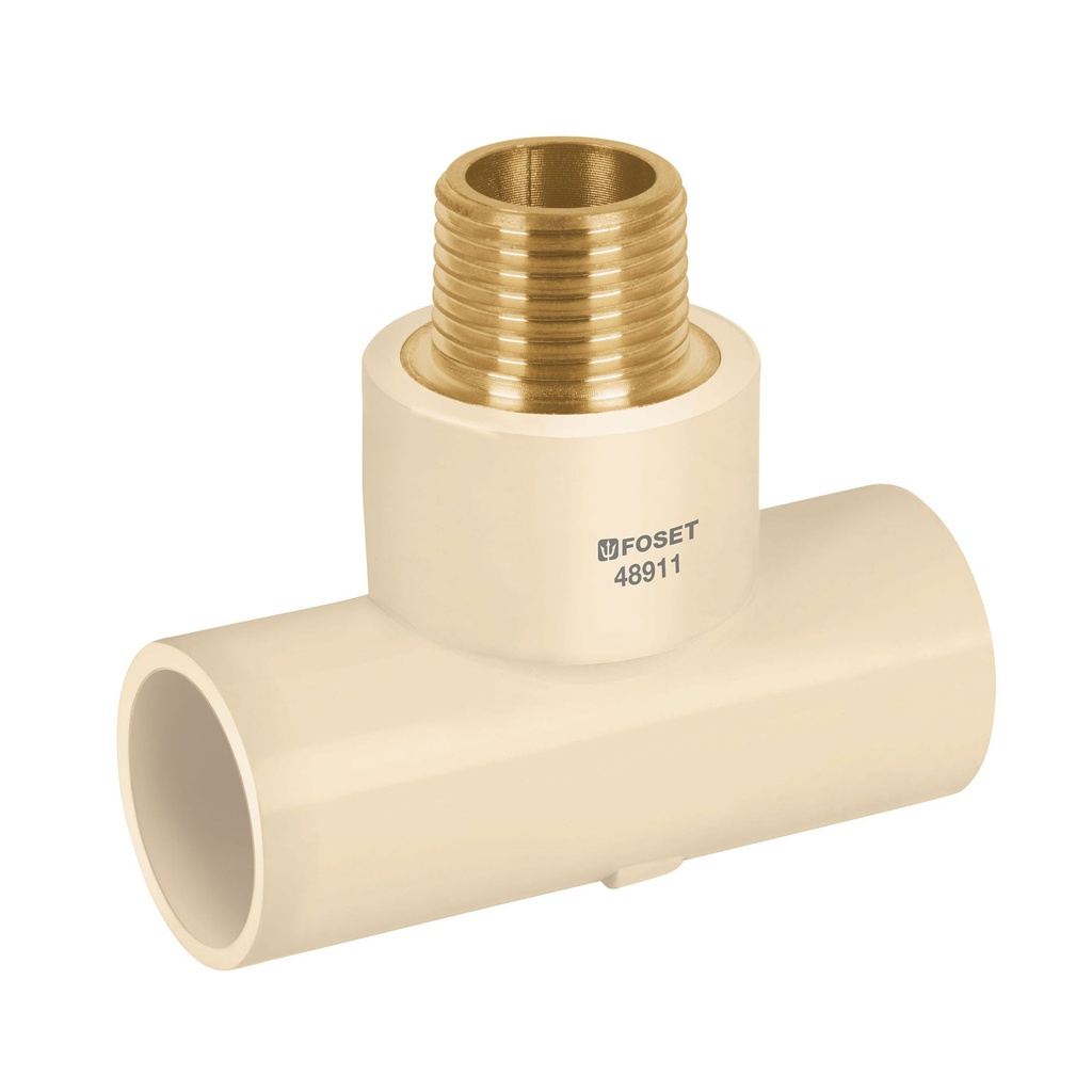 Tee rosca central macho CPVC 1/2' inserto laton, Foset