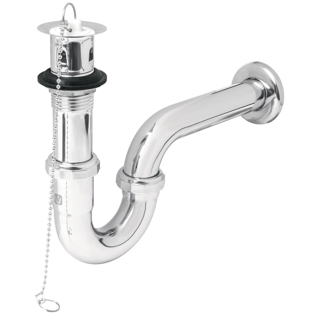 Cespol 1-1/4' c/contra, tapon y cadena, laton cromo,p/lavabo