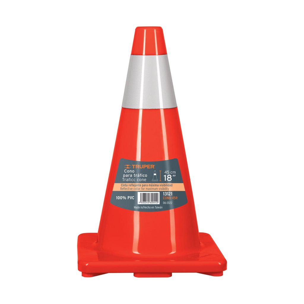 Cono de precaucion de 45 cm de PVC con reflejante, Truper
