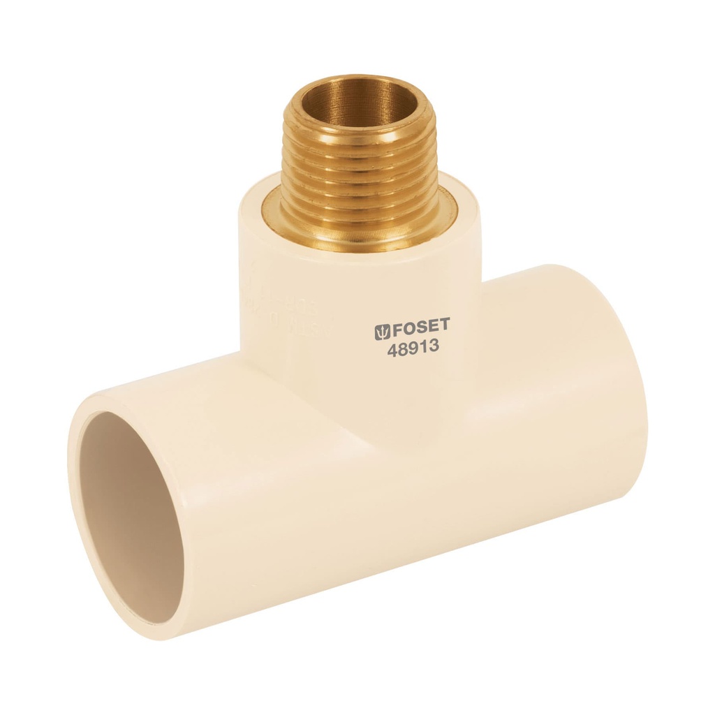 Tee reducida macho de CPVC 1' x 1' x 1/2' inserto laton