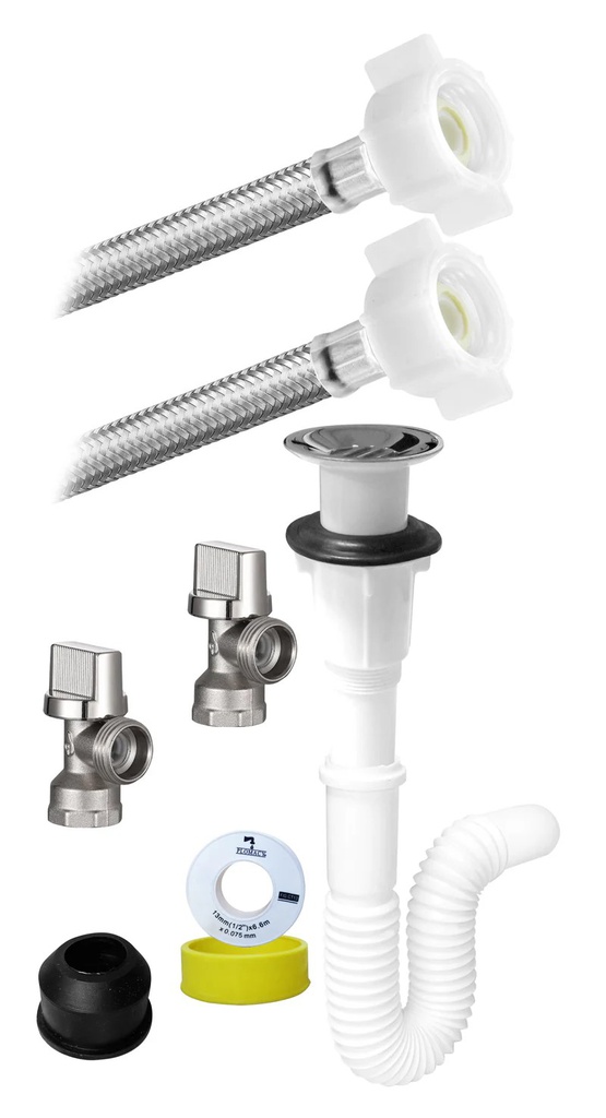 KIT de Instalacion para Lavabo (Con Cesp-Plus XL Rejilla Acero Inox., Famaflex Premium y Valvulas Angular de Laton (3193)
