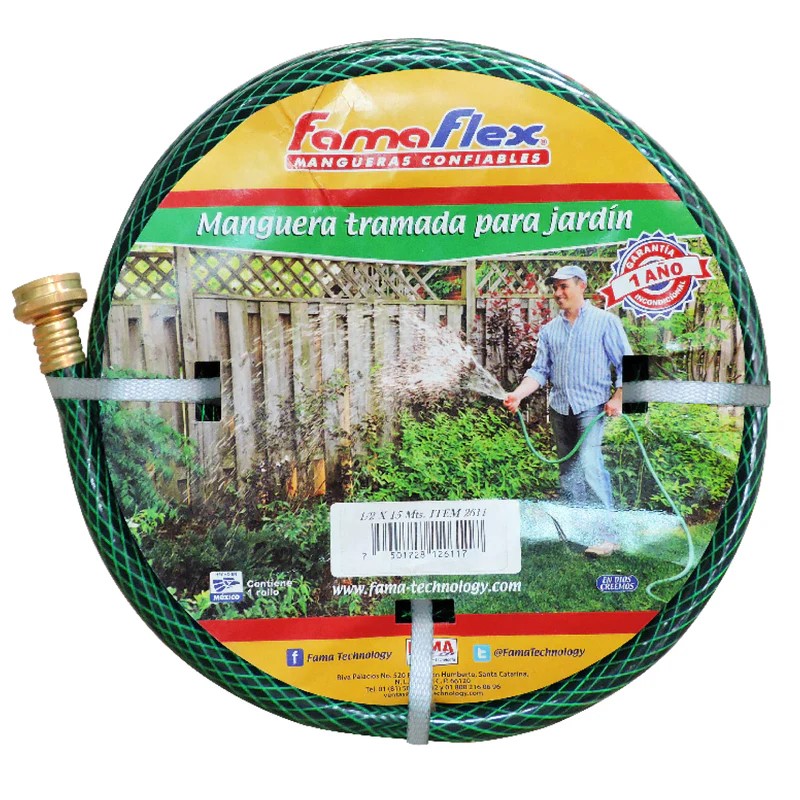 Manguera Para Jardin Tramada Armada 13mm. - 1/2" X 30Mts.  (2614)