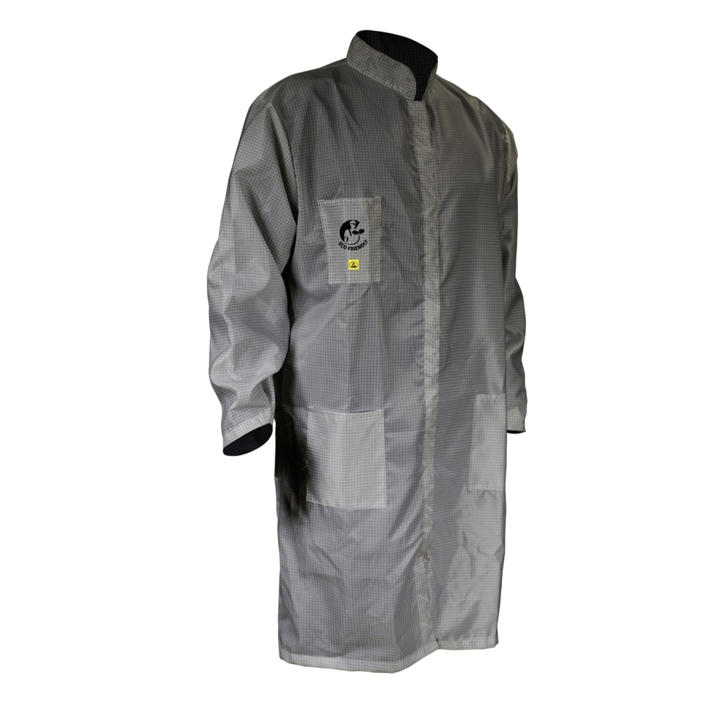 BATA ANTIESTATICA ECOFRIENDLY GRIS TALLA CHICA.