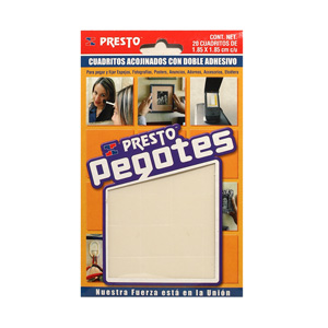 PRESTO PEGOTES EMPAQUE 20 CUADRITOS